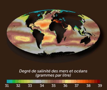 Concentration du sel dans les mers et océans