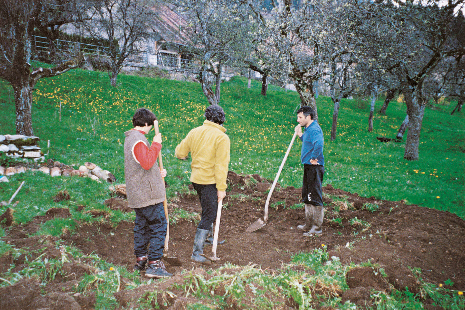 Début de la construction d'un étang mare 1998.