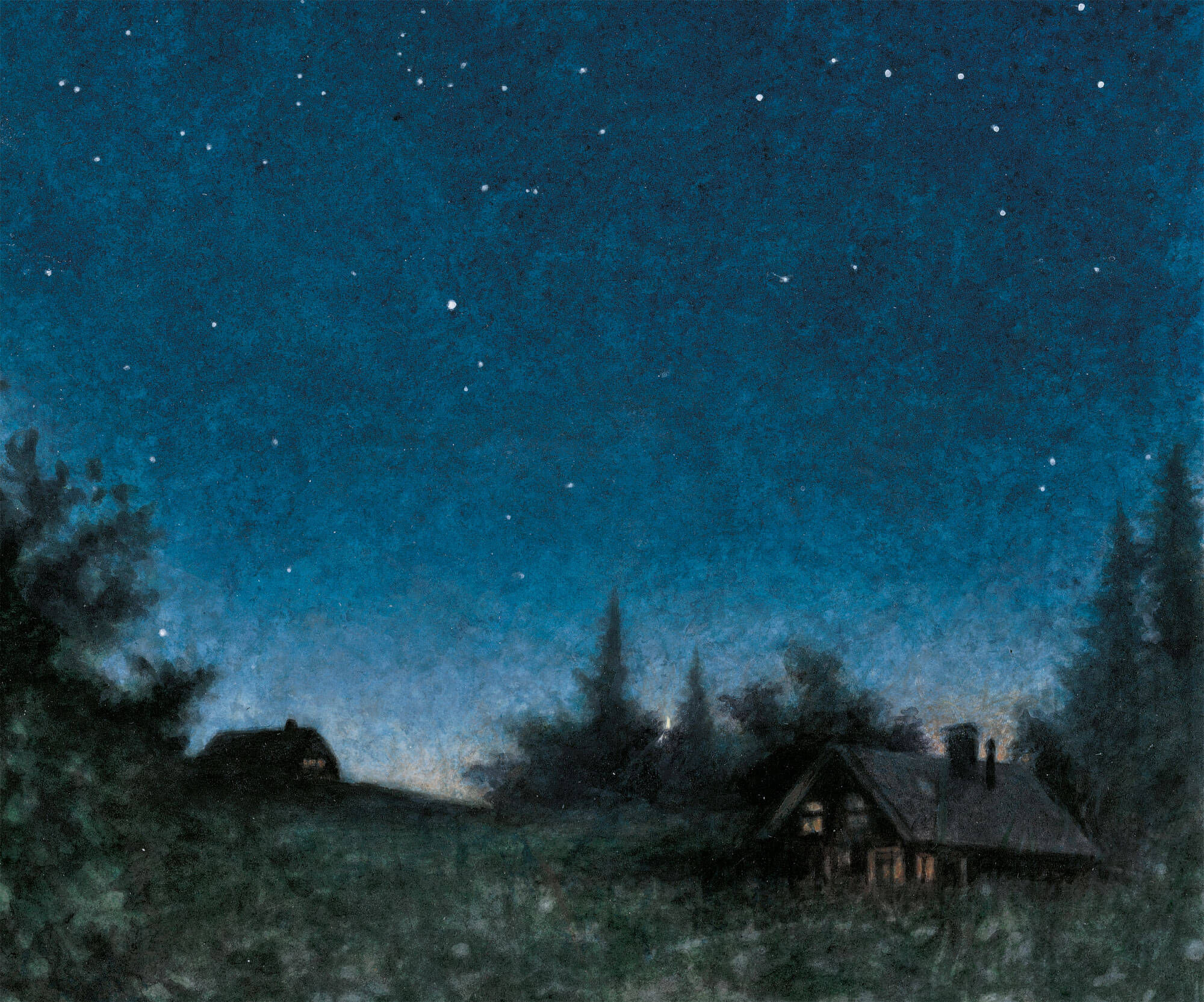 dessin nuit chalet