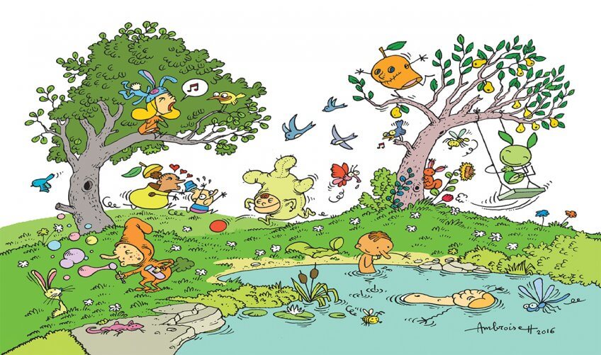 Illustration des fruits "gueules cassées" plein de vie