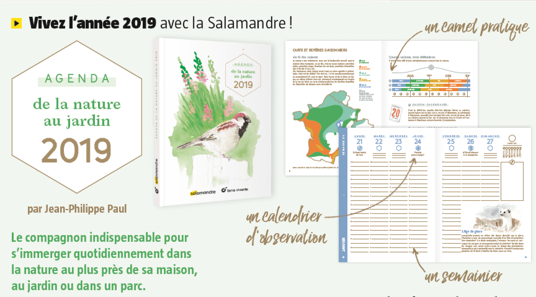 Agenda nature jardin 2019 La Salamandre Terre Vivante